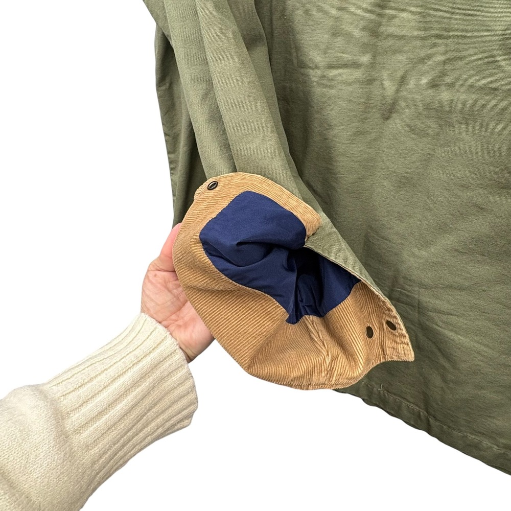 Men's Olive Green Jacket with Brown Collar - Picture 9 of 12